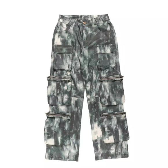 Pantalones Cargo Camuflaje Primavera con Múltiples Bolsillos - Diseño Street Loose Fit