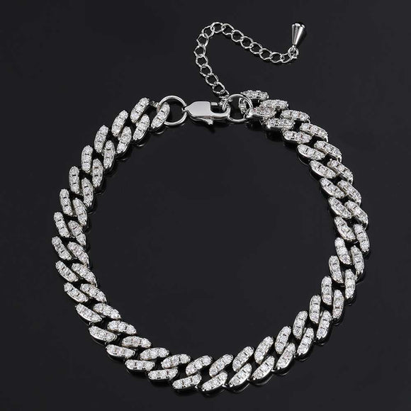 Pulsera Tobillera de Cadena Cubana 9mm con Broche Carácter Japonés
