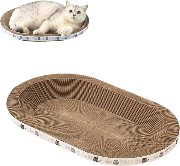 Cama Rascador Ovalado 2 en 1 para Gatos - Nido Acogedor con Cartón Corrugado