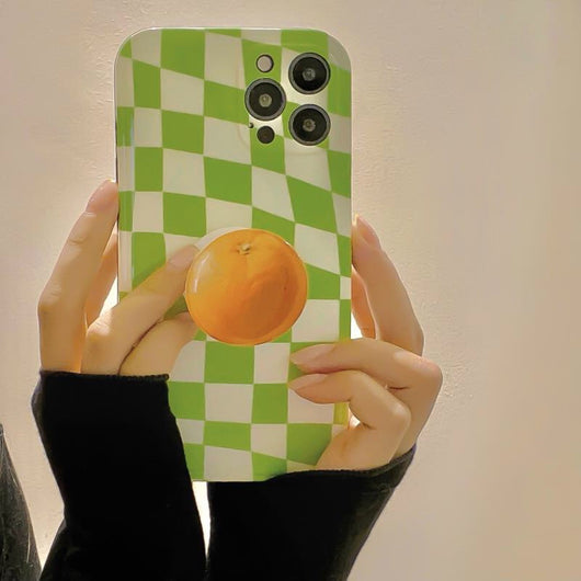 Funda Silicona para Teléfono Cuadrícula Naranja Verde Minimalista - Image 8