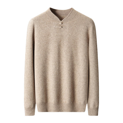 Suéter de Lana Pura con Cuello Alto Vintage para Hombre - Image 5