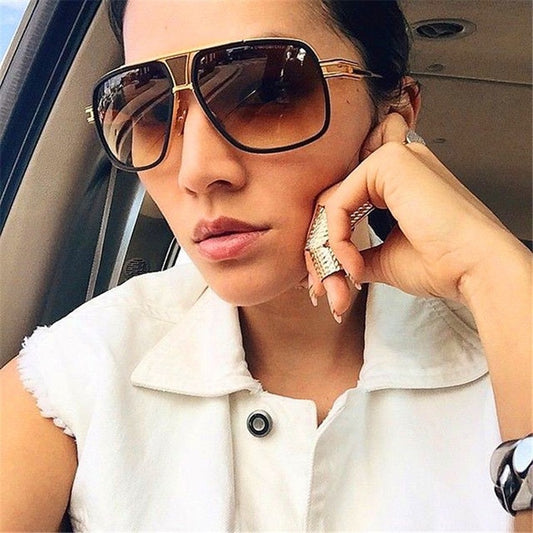 Gafas de Sol Vintage Unisex con Armazón Grande y Degradado de Color
