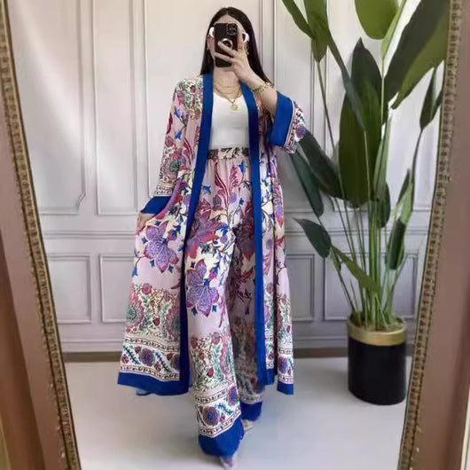 Conjunto Elegante de Camisa Estampada y Pantalón Ancho - Image 3