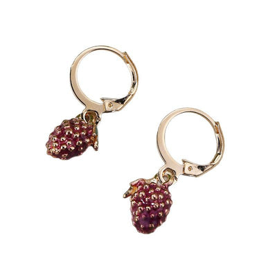 Aretes de Clip Frutal para Mujer - Uva y Fresa en Metal - Image 5