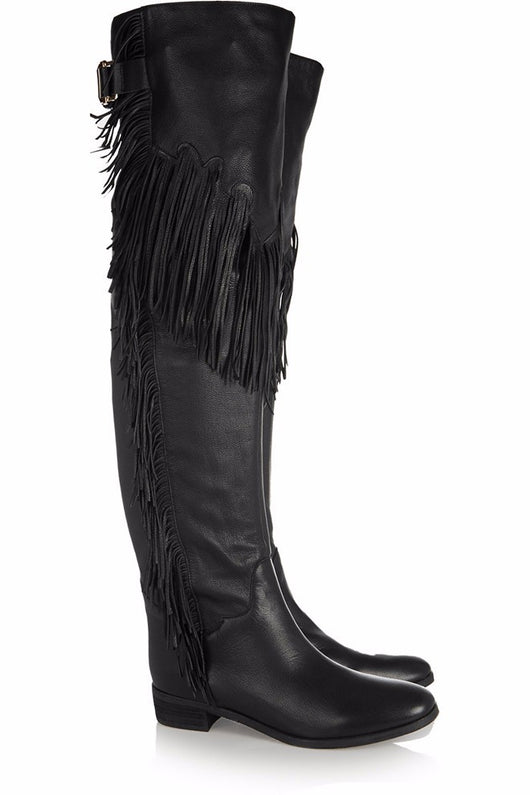 Botas Sobre la Rodilla con Borlas para Mujer - Estilo Europeo y Americano - Image 4