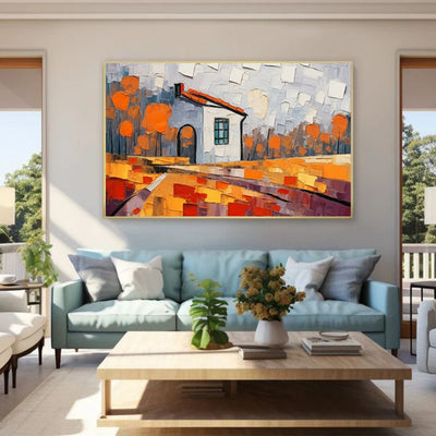 Cuadro Pintura al Óleo Artesanal Paisaje Rural para Sala y Comedor - Image 4