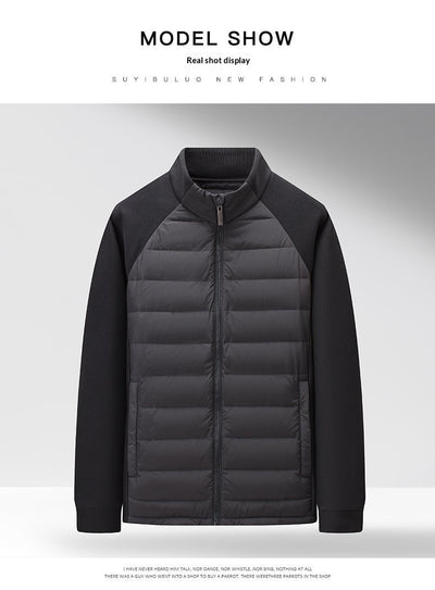 Chaqueta Acolchada de Plumón Ligera y Cálida con Cuello Alzado y Parches - Image 16