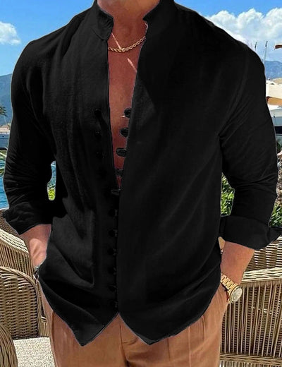 Camisa Casual Hombre Manga Larga Botones Retro Suelta - Image 6