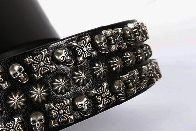Cinturón de Cuero Genuino para Hombre Estilo Punk con Remaches y Calavera - Image 18