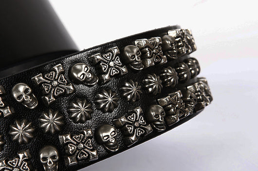 Cinturón de Cuero Genuino para Hombre Estilo Punk con Remaches y Calavera - Image 18