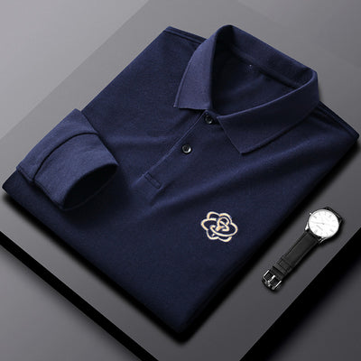 Camiseta de Algodón Puro con Cuello Solapa para Hombre - Manga Larga Otoño - Image 4