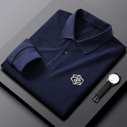 Camiseta de Algodón Puro con Cuello Solapa para Hombre - Manga Larga Otoño - Image 4