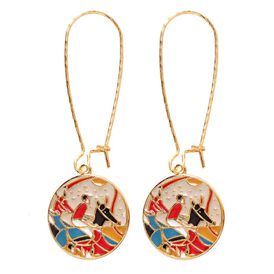 Aretes de Esmalte con Goteo Abstracto y Figura Geométrica - Image 8