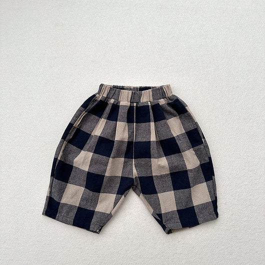Pantalones Capri Cuadros Azul Retro para Niños - Image 7
