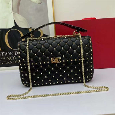 Bolso Cuadrado de Piel de Oveja con Tachuelas de Diamante - Image 3