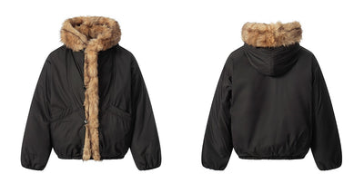 Parka Holgada con Capucha y Cuello de Pelaje para Mujer - Image 12