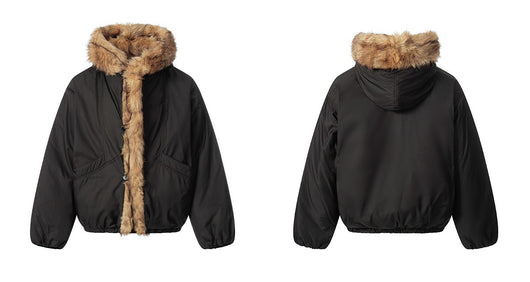 Parka Holgada con Capucha y Cuello de Pelaje para Mujer - Image 12