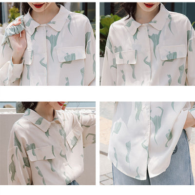 Blusa Vintage Flora de Hong Kong en Chifón con Manga Larga - Image 7