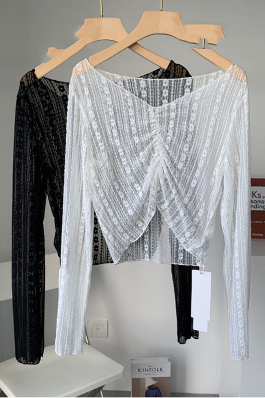 Blusa de Encaje Protección Solar - Manga Larga Fresca para Verano - Image 2