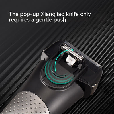 Black and silver men's electric shaver with a three-bit floating head and LED battery display. - Image 3