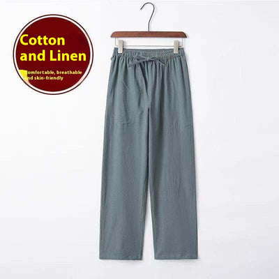 Pantalones de Lino Hombre Corte Recto Retro Sueltos - Image 15