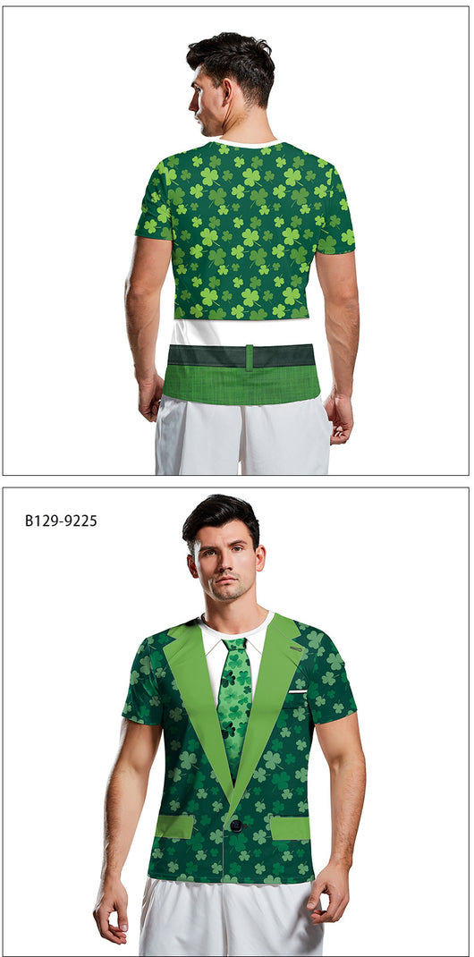 Playera Estampada St. Patrick's Day Verde Neon Pareja - Impresión 3D Fiesta Callejera - Image 10