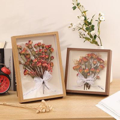 Marco Decorativo con Flores Secas Preservadas - Diseño 3D Artesanal