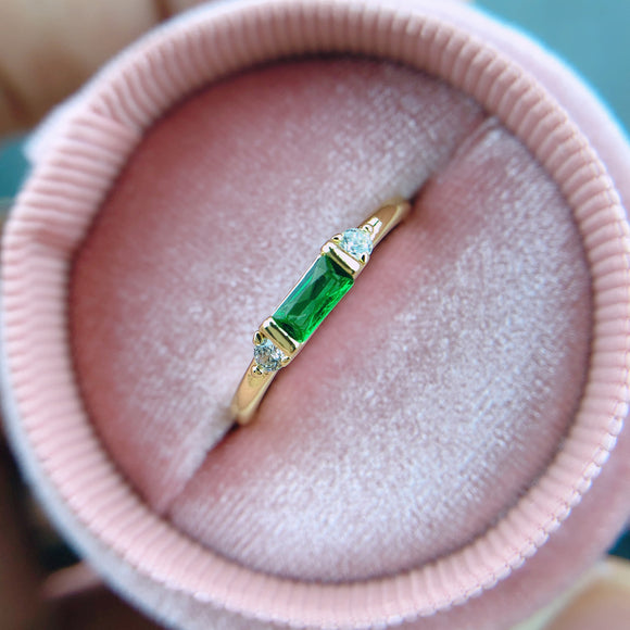 Anillo de Compromiso Geométrico con Circonia Cúbica Chapado en Oro 14K