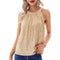 Blusa Escotada Halter con Lentejuelas y Cuello Redondo