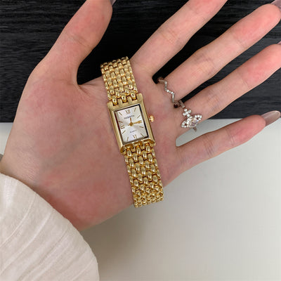 Reloj Rectangular de Cuarzo Dorado con Pulsera de Acero para Mujer - Image 8