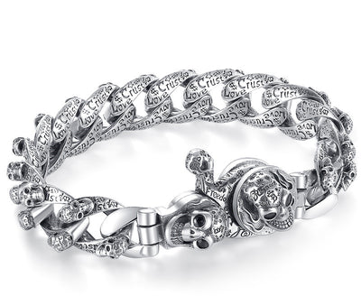 Pulsera de Plata Esterlina con Calavera Vintage para Hombre - Image 2
