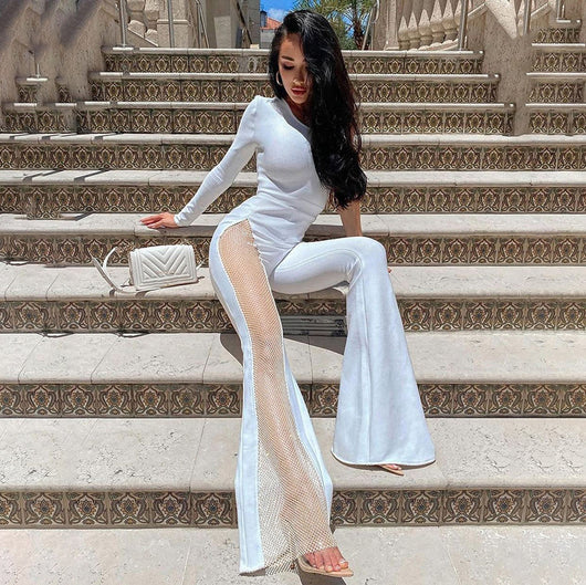 Pantalones Ajustados de Cintura Alta con Detalles de Diamantes y Malla - Image 15