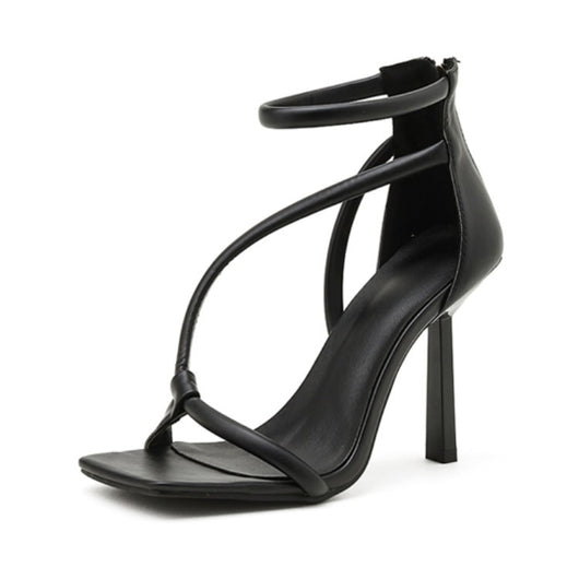 Sandalias Tacón Stiletto Punta Cuadrada Color Sólido - Image 14
