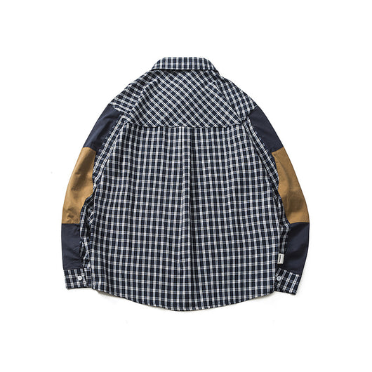 Camisa Retro Japonesa de Cuadros Patchwork con Contraste de Colores - Image 14