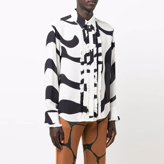 Camisa Casual de Manga Larga con Estampado a Rayas para Hombre