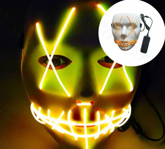 Máscara LED de Horror Halloween con Boca Rasgada y Ojos Cruzados Luminosos - Image 15