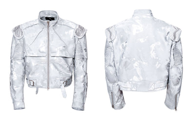 Chaqueta de Cuero Punk Negra para Motociclista - Image 14