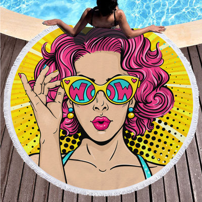 Toalla de Playa Redonda con Estampado Retro - Image 6