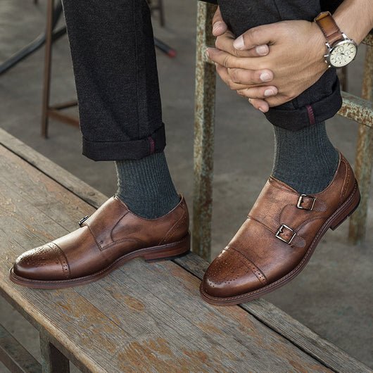 Zapatos Casuales de Cuero con Hebilla Estilo Británico para Hombre - Image 8