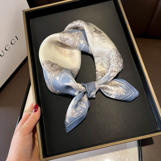 Pañuelo de Seda Beige Cuadrado para Mujer - Versátil y Fácil de Combinar - Image 48