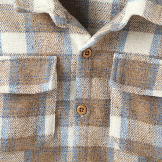 Camisa Cuadriculada Infantil de Botones - Estilo Casual Moderno - Image 4