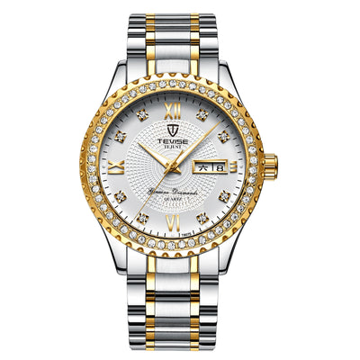 Relojes de Pareja Minimalistas Dorados con Diamantes - Cuarzo Elegante - Image 3