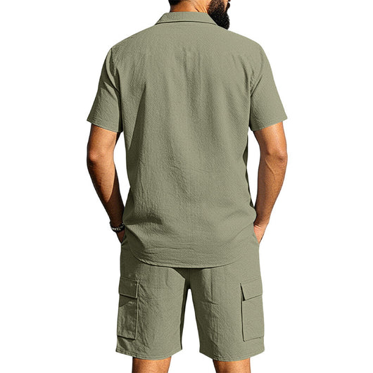Conjunto Camisa Tipo Polo con Solapa y Shorts Multibolsillos - Image 26
