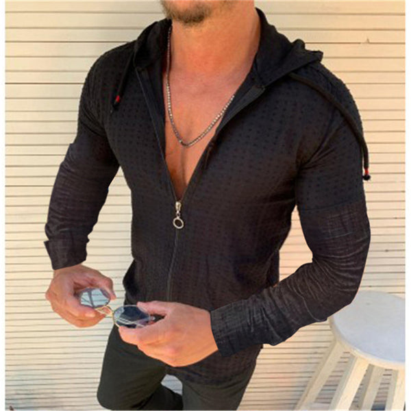 Cardigan Hoodie con Cierre de Cremallera para Hombre - Camisa Casual Versátil