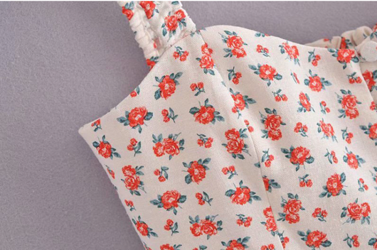 Conjunto de Blusa y Falda de Lino con Estampado Floral Estilo Europeo - Image 14