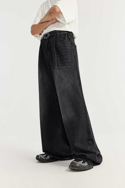 Pantalones Vaqueros Rectos Talla Alta para Hombre - Corte Ancho Lavado - Image 22