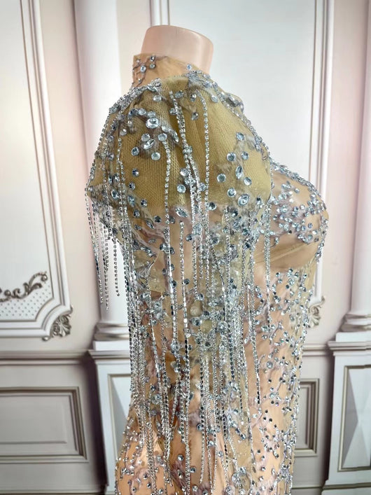 Vestido de Noche con Cadena de Diamantes Completos para Dama - Image 10