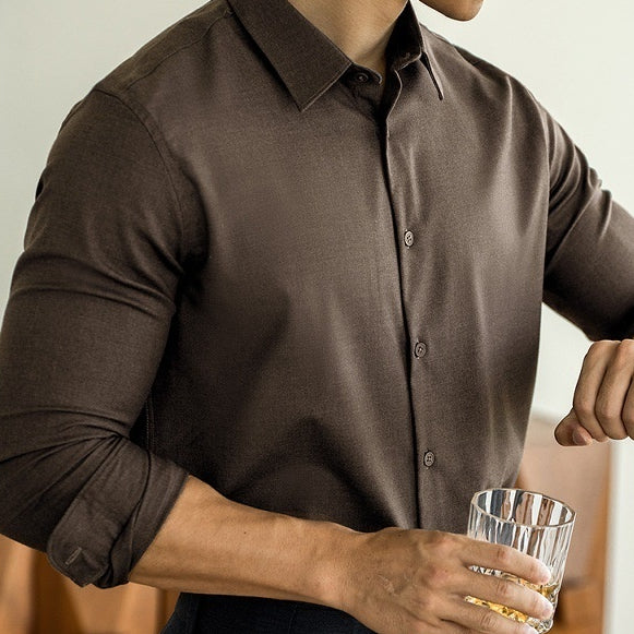 Camisa de Lana Modal Estilo Old Money para Hombre