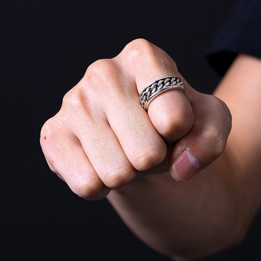 Anillo Giratorio de Plata Esterlina Trenzado con Personalidad Vintage para Mujer - Image 2