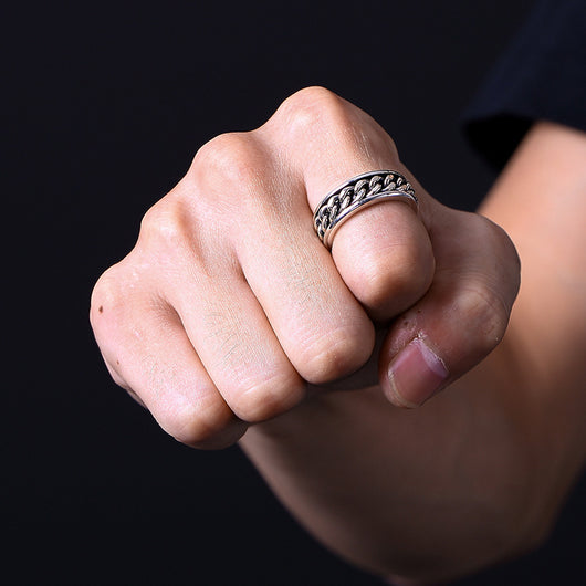 Anillo Giratorio de Plata Esterlina Trenzado con Personalidad Vintage para Mujer - Image 2